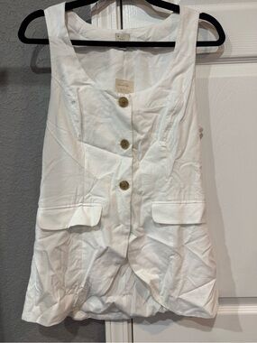 Women's White Button-Front Sleeveless Mini Dress A new day Size Small